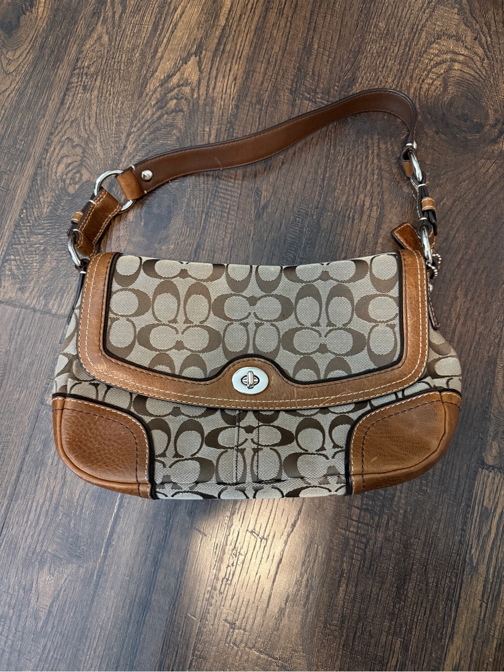 Coach Chelsea Signature Turnlock Flap Shoulder Bag